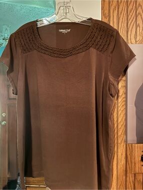 Coldwater Creek Chocolate Brown Short-Sleeve Knit Top